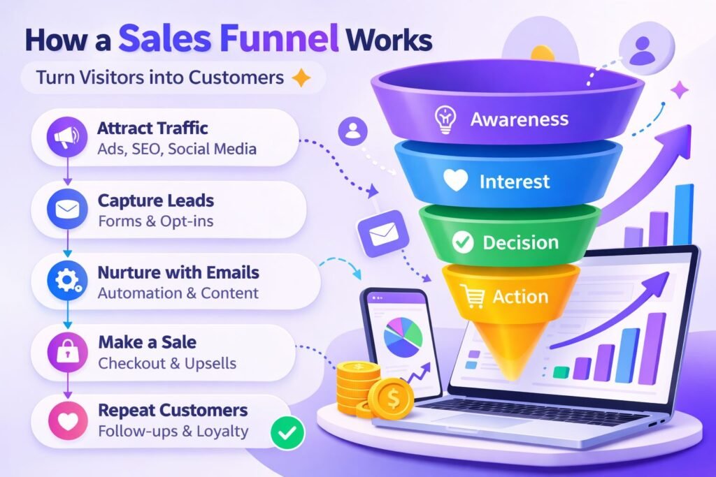 Sales Funnel builder example diagram