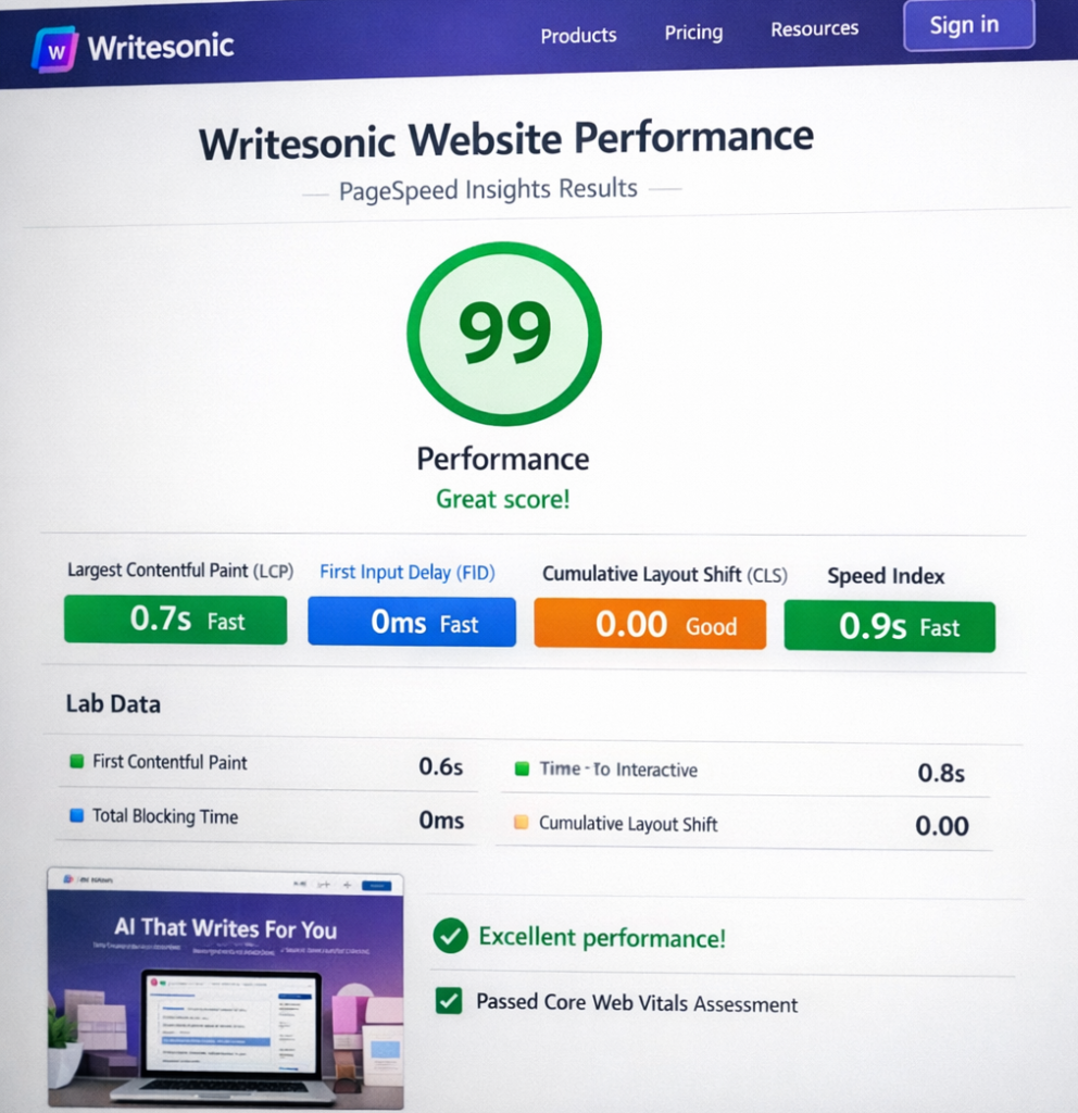 Writesonic Speedtest