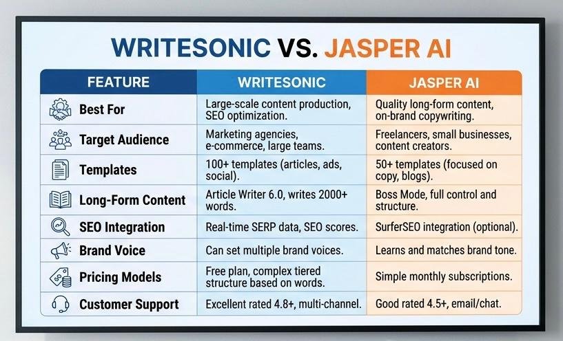 Writesonic vs Jasper AI